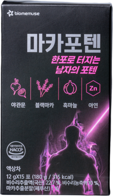 바이옴뮤즈 마카포텐 흑마늘 남성 활력 프리미엄 블랙마카, 15개, 15ml
