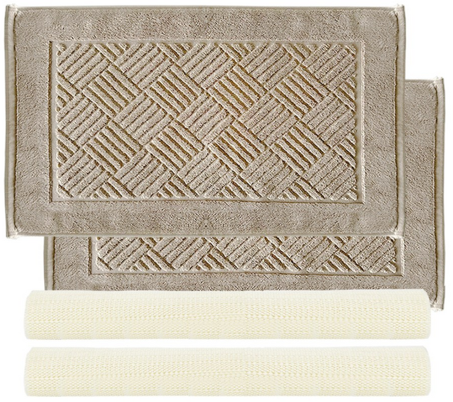 코시나 프리미엄 타올 발매트 2p + 미끄럼방지 매트 2p 세트, 베이지, 2세트