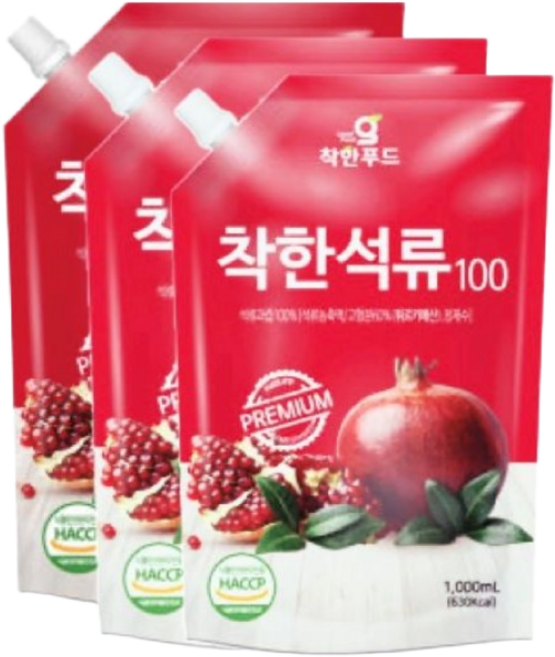 착한푸드 착한석류100 1L 석류즙, 3개