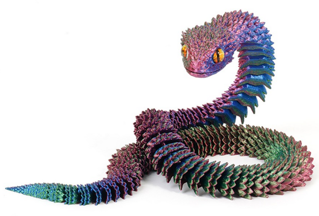 푸른 뱀 모형 인형 3D프린터 선물 소품, 40cm, 레인보우다크, 1개