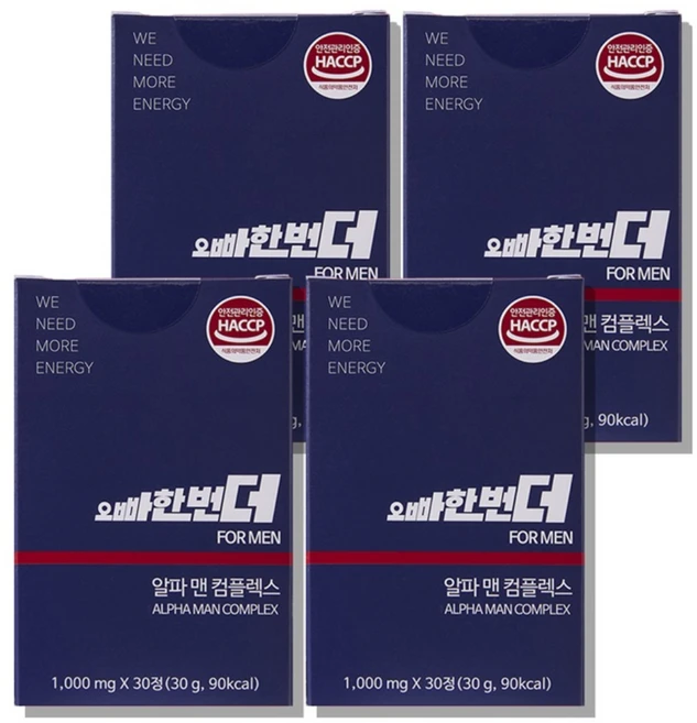 흑야마 알파맨 컴플렉스 오빠한번더 1000mg, 30정, 4개 - 쿠팡