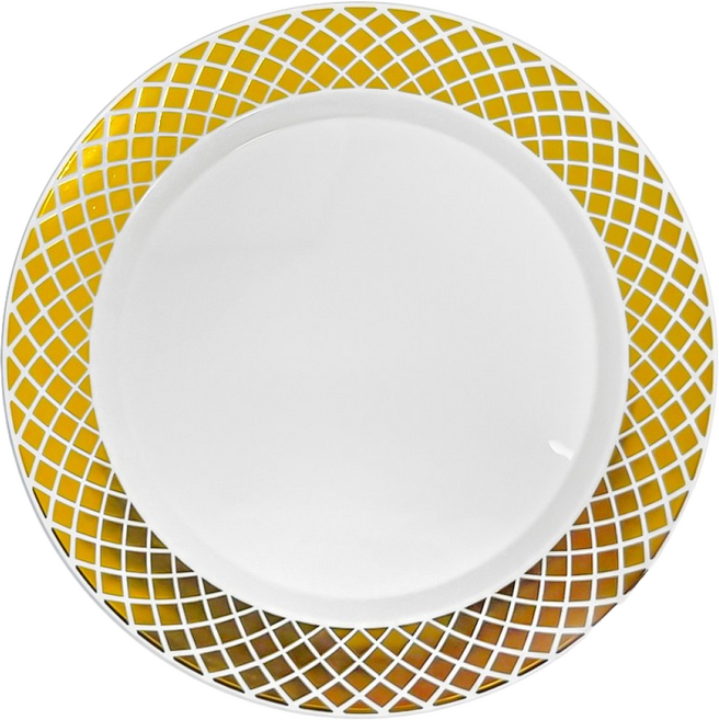 쓱싹접시 체크골드 접시 18cm 고급 일회용 플라스틱 접시, 1세트, 10개입