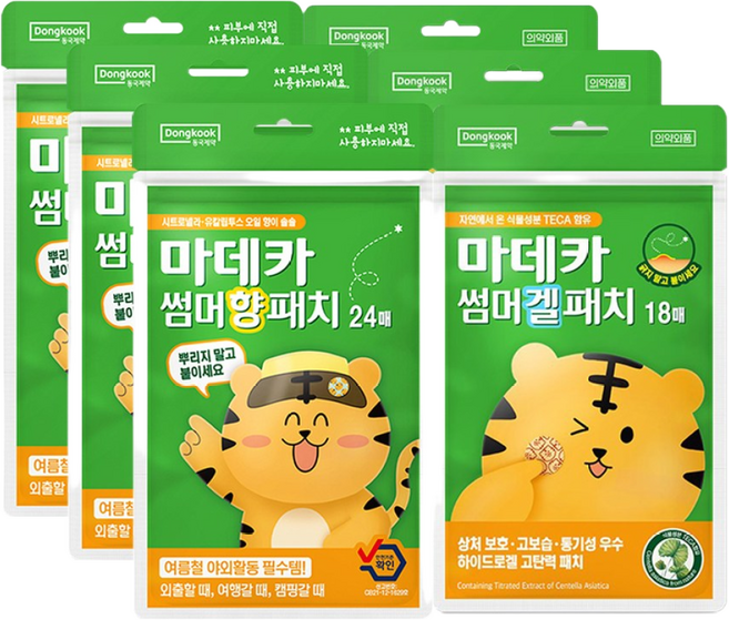 동국제약 마데카 썸머 향 패치(24매) + 썸머 겔 패치(18매) 여름 야외활동 필수템 의약외품 하이드로겔 천연아로마오일 썸머패치, 3세트