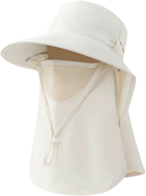 바이샌드 여성 햇빛가리개 자외선차단 작업모자, 아이보리, 1개