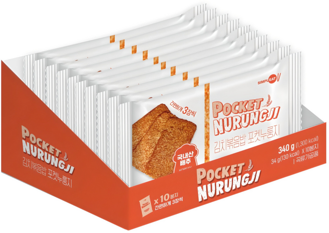 심플잇 김치볶음밥 포켓누룽지, 34g, 10개