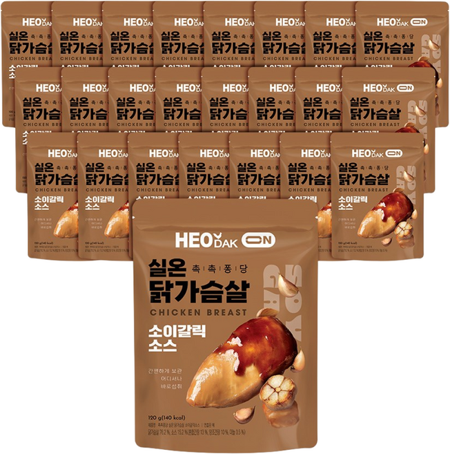 허닭ON 촉촉퐁당 실온 닭가슴살 소이갈릭소스, 120g, 24개