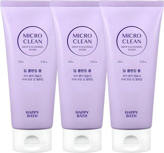 해피바스 마이크로 클린 딥 클렌징폼, 100g, 3개