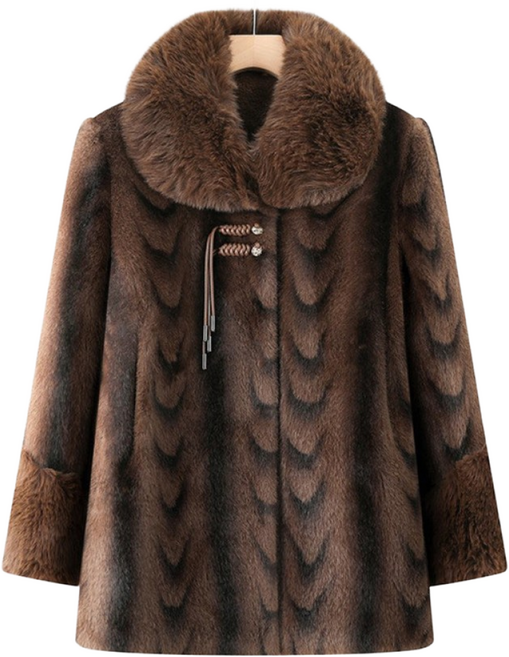 ZAJA 여성 인조 밍크 코트 겨울 퍼자켓 부드러운 따뜻한 빅사이즈 엄마 퍼 코트