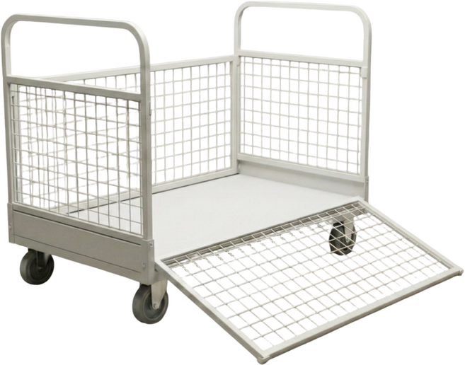 접이식 카트 물류창고 운반용 손수레 고하중 바스켓카트 롤테이너, 그레이 대형, 1개