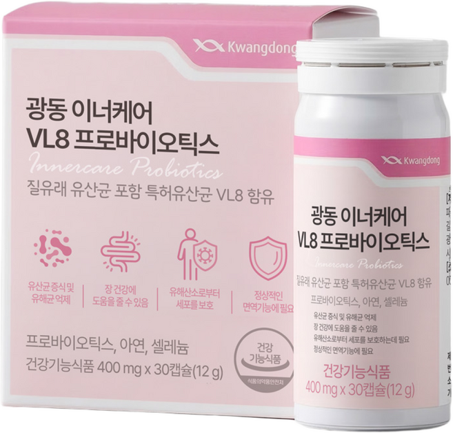 광동 이너케어 VL8 특허 여성 질 유산균, 1박스, 30정
