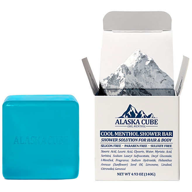 알래스카큐브 쿨링 퍼퓸 목욕 비누, 140g, 2개