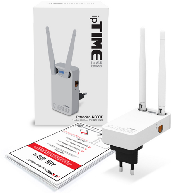 IPTIME EXTENDER-N300T WIFI 무선 확장기 4dBi 외장 안테나 2개 장착 익스텐더