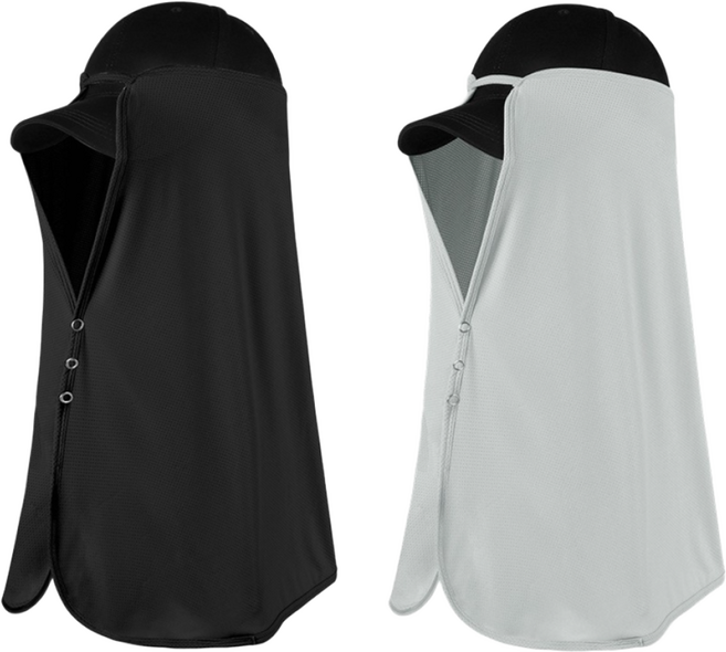 홈샘 얼굴 햇빛가리개 짧은타입 긴타입 타입별 2개, 긴타입-블랙+그레이, 1세트