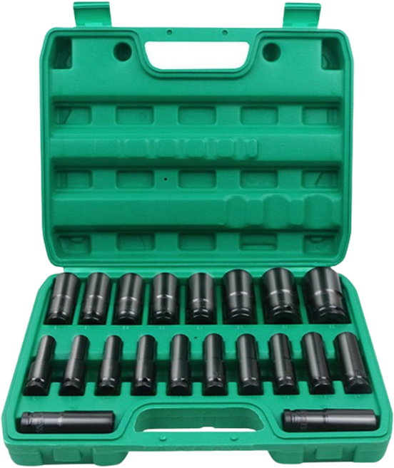 임팩 소켓 육각 세트 20PCS 롱소켓 1/2인치 8~32mm 복스알 보관케이스 롱복스, 1세트