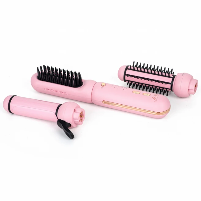 무선고데기 빗고데기 멀티고데기 롤고데기 무선스타일러 모든것을하나로 휴대용가방증정 테사, 단일, 핑크 - 쿠팡