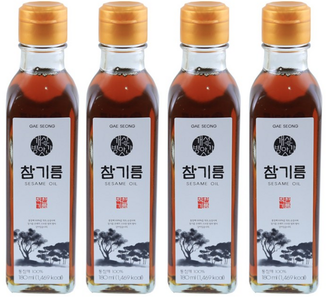개성방앗간 고소한 맛이 살아 있는 참기름, 180ml, 4개