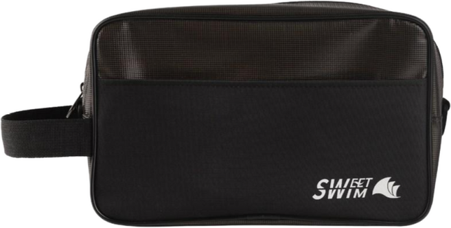 스윗스윔 투톤 포켓 사각 방수수영가방 성인 어린이 수영가방, 블랙