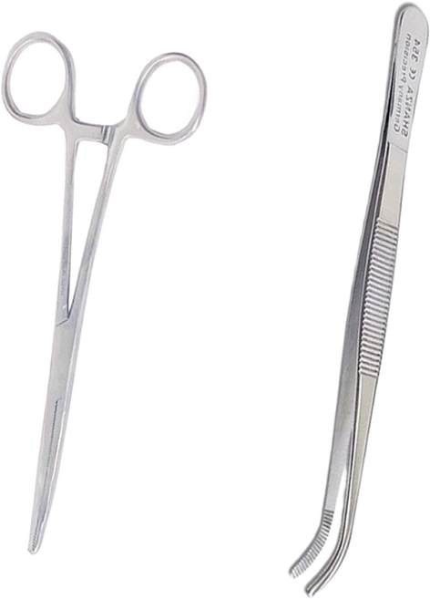 다육이 하엽정리용 가위핀셋 세트 [가위핀셋 케리 곡 18cm+곡선형 무구핀셋 20cm], 1개