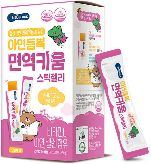 베베쿡 아연듬뿍 면역키움 스틱젤리 14p, 1개, 280g