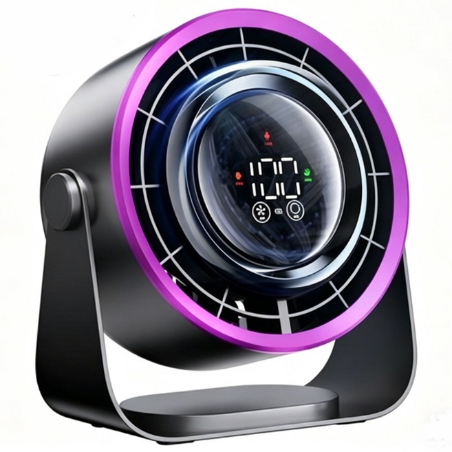 HOOYS 무선 저소음 선풍기 탁상용 걸이식 벽걸이 휴대용 USB 충전, 블랙