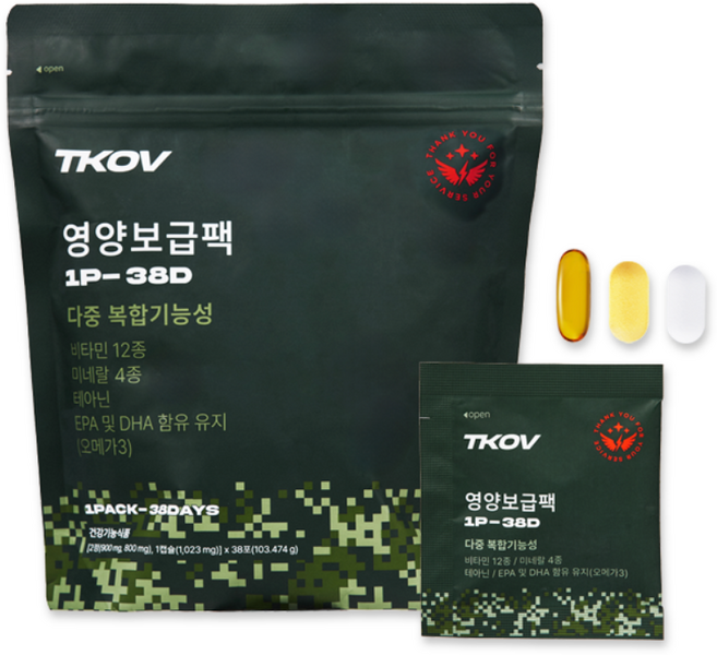 [입대필수품] TKOV 훈련병 종합영양제 1P-38D, 1세트, 38회분