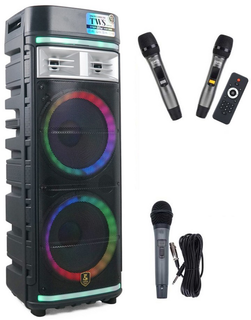 컴스 TWS LED 파티박스 스피커 이동식 UHF 블루투스 버스킹 노래방 앰프, CR500S2, 혼합색상