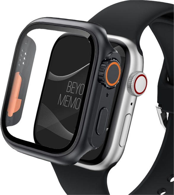 아이메이드잇 애플워치 강화유리 9H 풀커버 케이스, 블랙, 1개