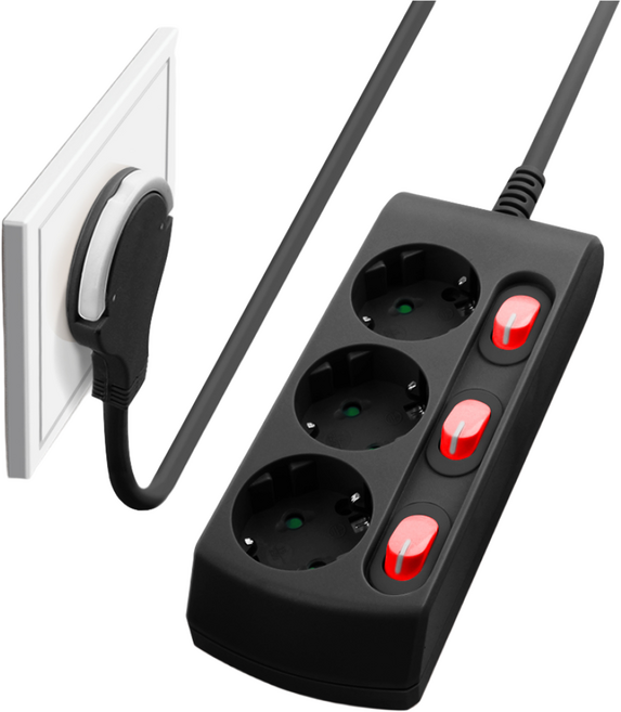 리리미리빙 슬림 납작한멀티탭 전자파차단 납작플러그, 1.5m, 블랙3구, 1개