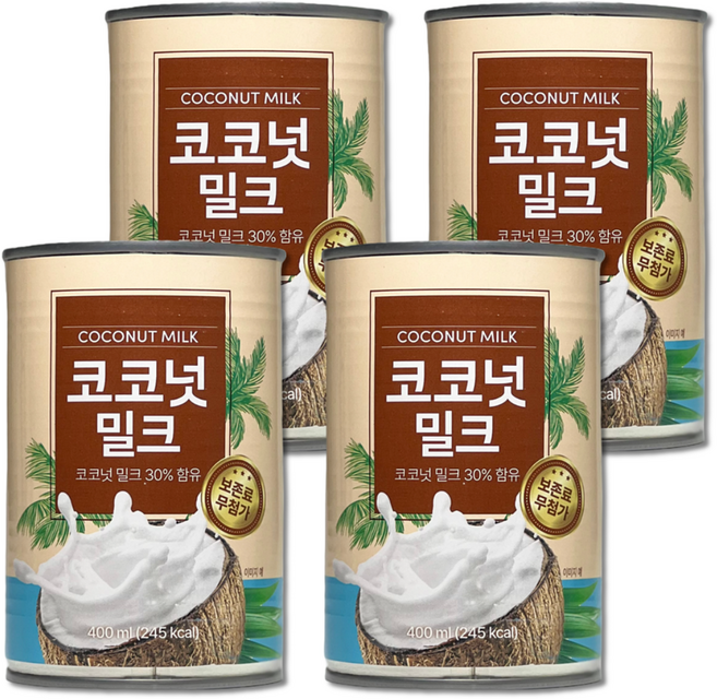 코코온 코코넛밀크 (요리용), 4개, 400ml