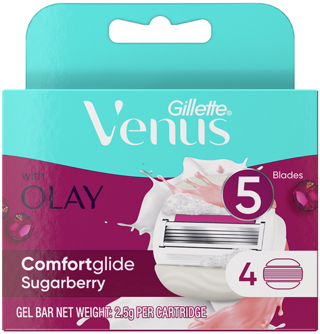 Venus 정품 올레이 슈가베리 여성용면도기, 4개입, 1개