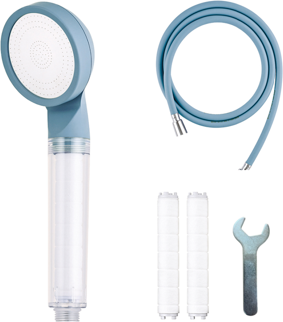 바스럽 국산 파스텔톤 필터 샤워기세트 3M [컬러 필터샤워기+PVC 샤워호스+필터 2p+스패너], 블루, 1개