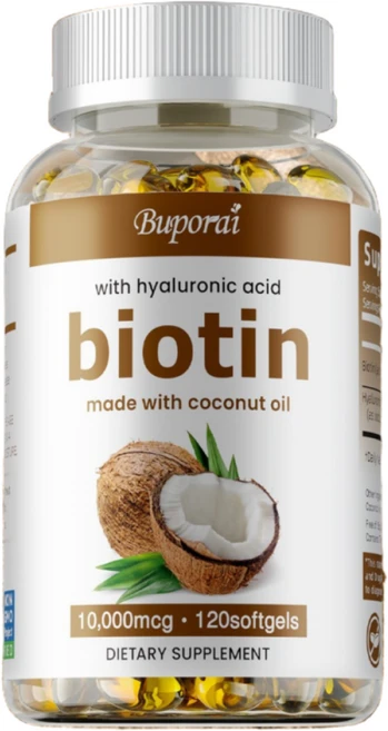 고함량 비오틴+ 히알루론산소프트젤 모발 & 손톱 강화 피부 탄력 개선 두피 건강 콜라겐 생성 지원 코코넛 오일 베이스 글루텐 프리 비건 제품, 2개, 60정 - 쿠팡