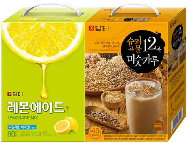 담터 레몬에이드믹스 80T +12곡 미숫가루 40T, 1.2kg, 1세트, 40개입
