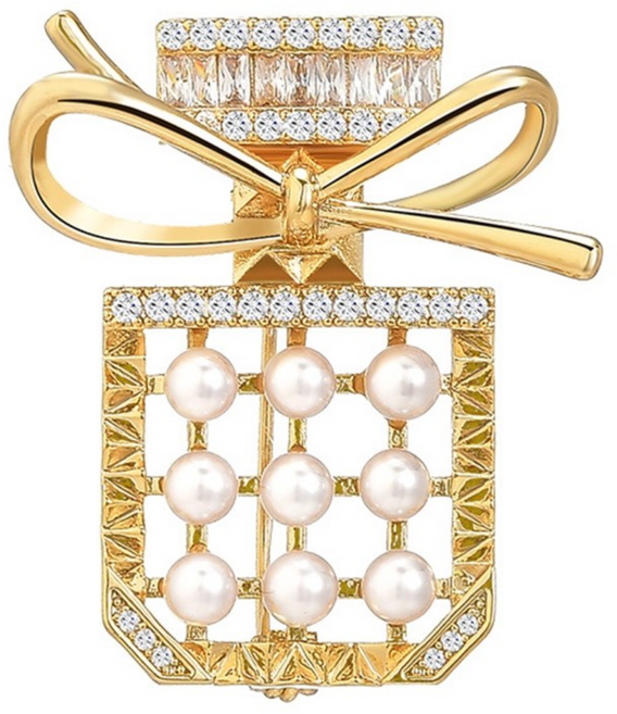 에르모사제이 B025 유니크 큐빅 진주 향수 브로치
