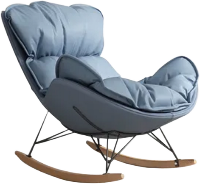 쿠시에 Cushie 포근한 프리미엄 럭셔리 흔들의자 리클라이너 스윙체어 안락의자 북유럽 독서의자 1인쇼파, 1개, 7. 블루