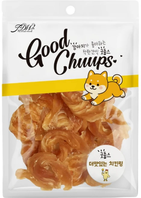 굿츕스 강아지간식 육포 강아지껌 개껌 강아지훈련용간식 노즈워크간식 보양식, 치킨, 160g, 3개 - 쿠팡