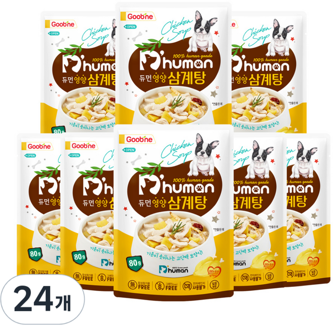 듀먼 강아지 영양 파우치, 삼계탕, 80g, 24개