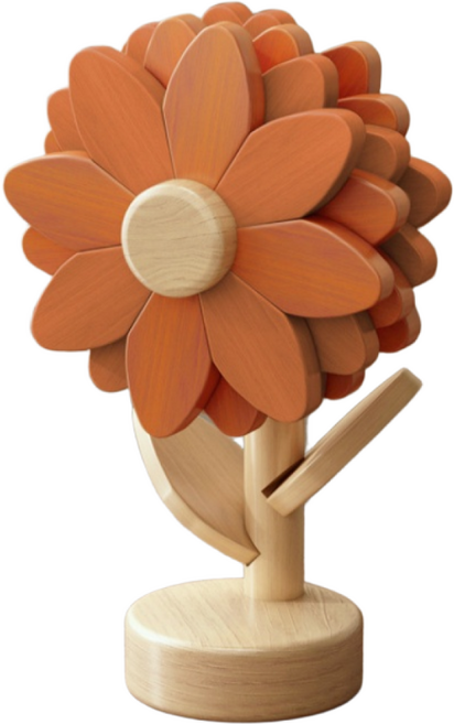 Junvena 해바라기 접이식 원목 냄비받침 너도밤나무 내열 미끄럼방지 인테리어 집들이선물, 5개, 오렌지