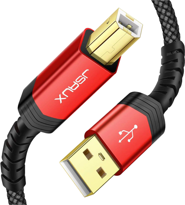 JSAUX USB A to B 2.0 연결 프린터 케이블 레드, 1개, 3m