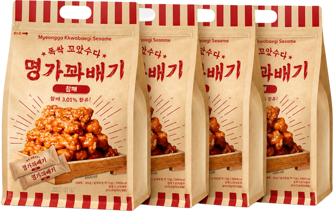 명가꽈배기 참깨, 500g, 4개