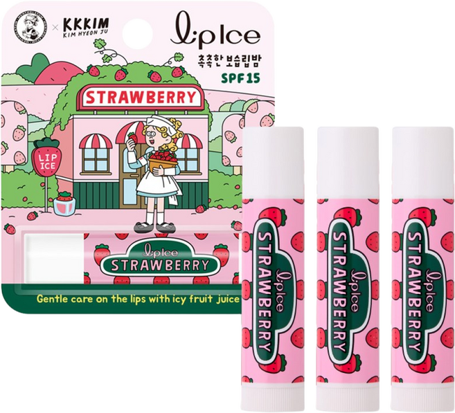멘소래담 KKKIM 립아이스 립밤 3.5g 보습/케어, 3개, 스트로베리