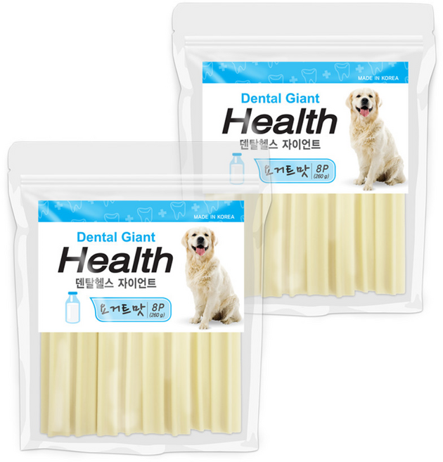인터펫코리아 반려동물 덴탈헬스 자이언트 덴탈껌, 요거트맛, 260g, 2개