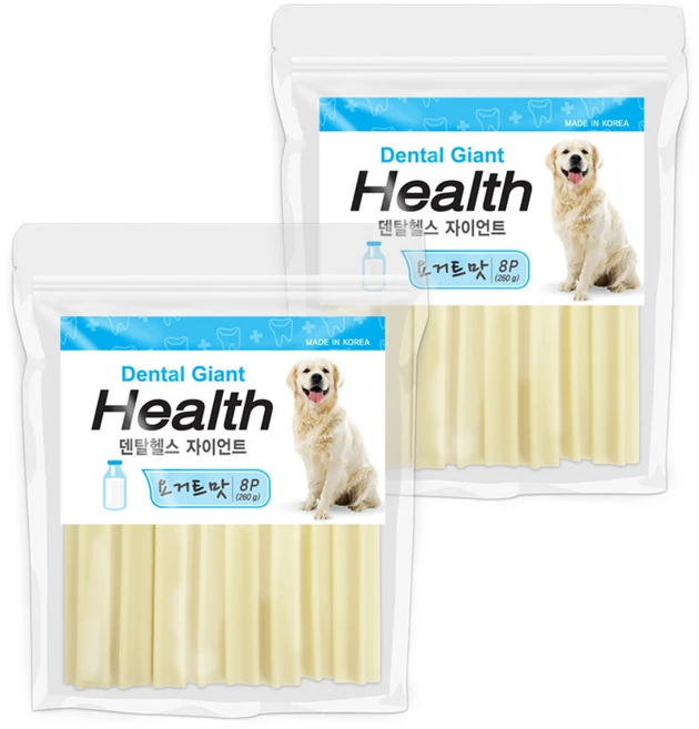 인터펫코리아 반려동물 덴탈헬스 자이언트 덴탈껌, 요거트맛, 260g, 2개 - 쿠팡