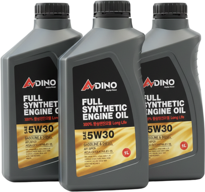 아디노 벨퍼포먼스 롱라이프 가솔린 디젤 엔진오일, 3개, 5w30, 1L