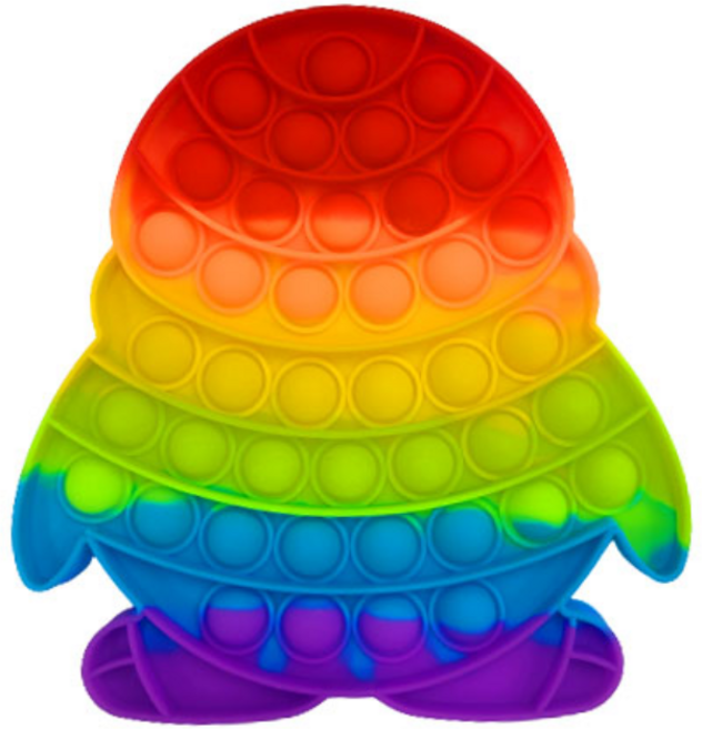 KC인증 팝잇업 레인보우 뽁뽁이 무지개꾹꾹이 푸쉬팝 스트레스 해소 장난감, 펭귄, 1개