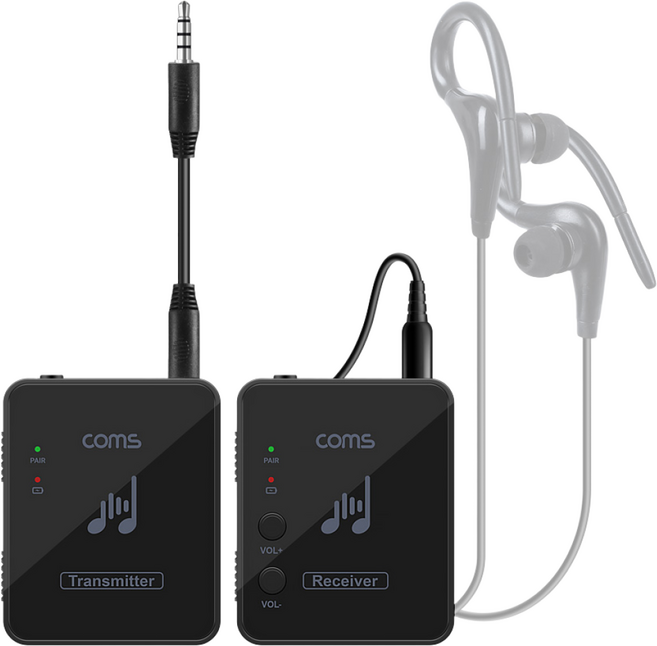 Coms JA361 실시간 오디오 전송 무지연 초미니 무선 오디오 송수신기, 상세페이지 참조, 1개