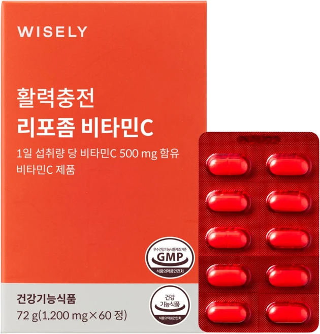 와이즐리 활력충전 리포좀 비타민C 1200mg, 1개, 60정 - 쿠팡