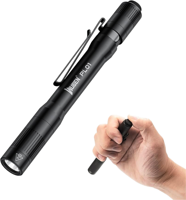 우벤 PL01 고성능 펜라이트 전문가용 간호사 검진 진단 실습용 검사용 정비 초소형 손전등 LED 고휘도 미니 후레쉬 AAA건전지 기본제공, 1세트, 블랙