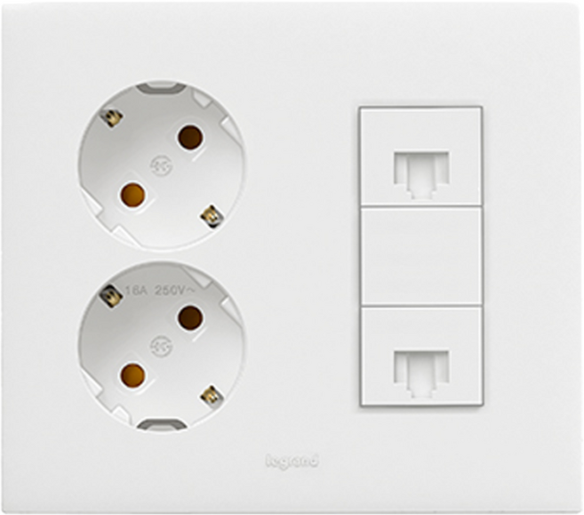 머슬전기 르그랑 아펠라 화이트 통합수구2개용 콘센트2구+8P2구, 1개