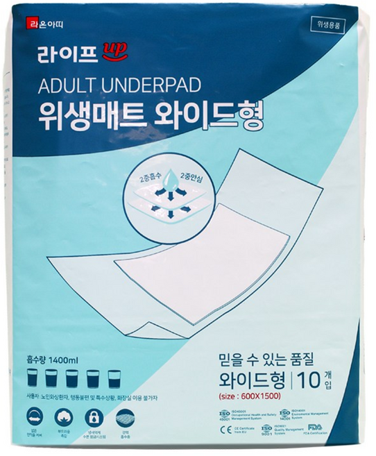 라온아띠 라이프업 성인용기저귀 위생깔개매트 1박스 60매